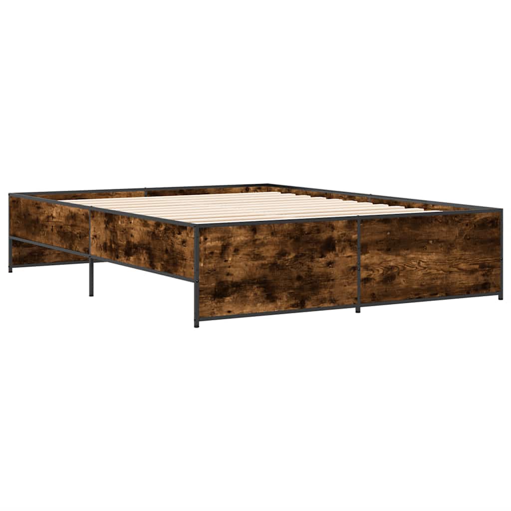 Okvir za krevet boja hrasta 150x200cm konstruirano drvo i metal