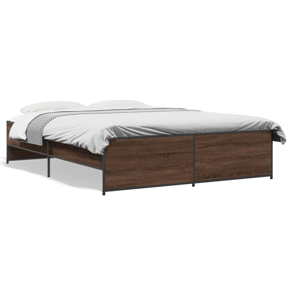 Okvir za krevet smeđi hrast 150x200cm konstruirano drvo i metal