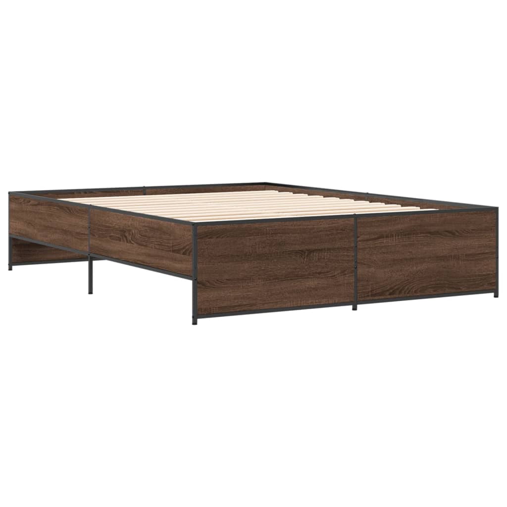 Okvir za krevet smeđi hrast 150x200cm konstruirano drvo i metal