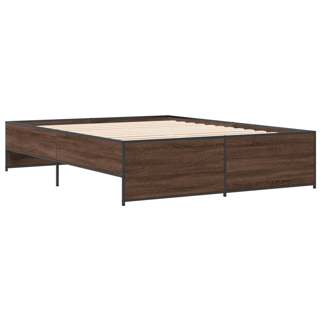 Okvir za krevet smeđi hrast 150x200cm konstruirano drvo i metal