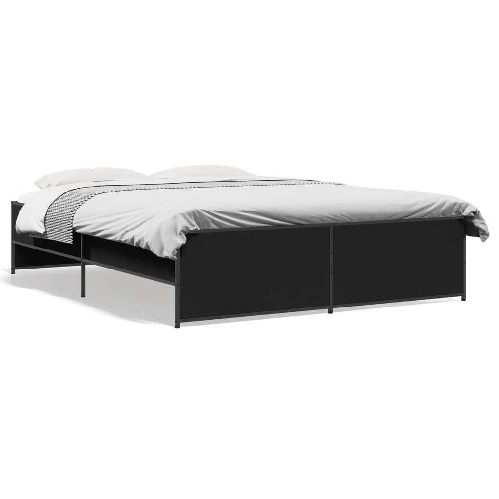 Okvir kreveta crni 140 x 200 cm od konstruiranog drva i metala