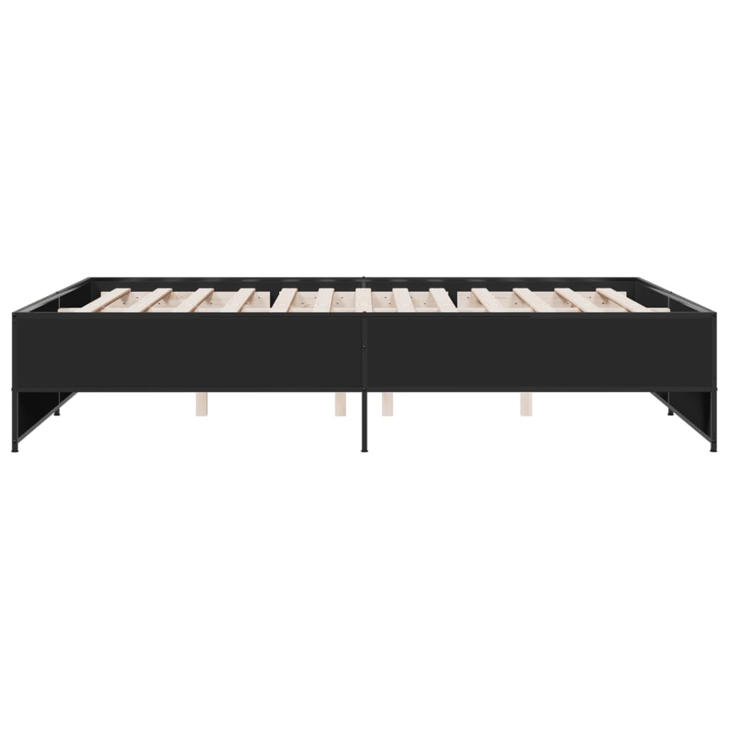 Okvir kreveta crni 140 x 200 cm od konstruiranog drva i metala