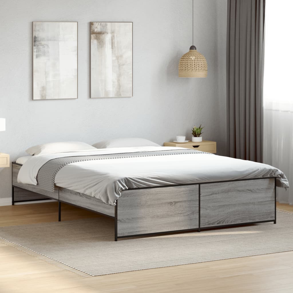 Okvir kreveta boja hrasta 140x200cm konstruirano drvo i metal