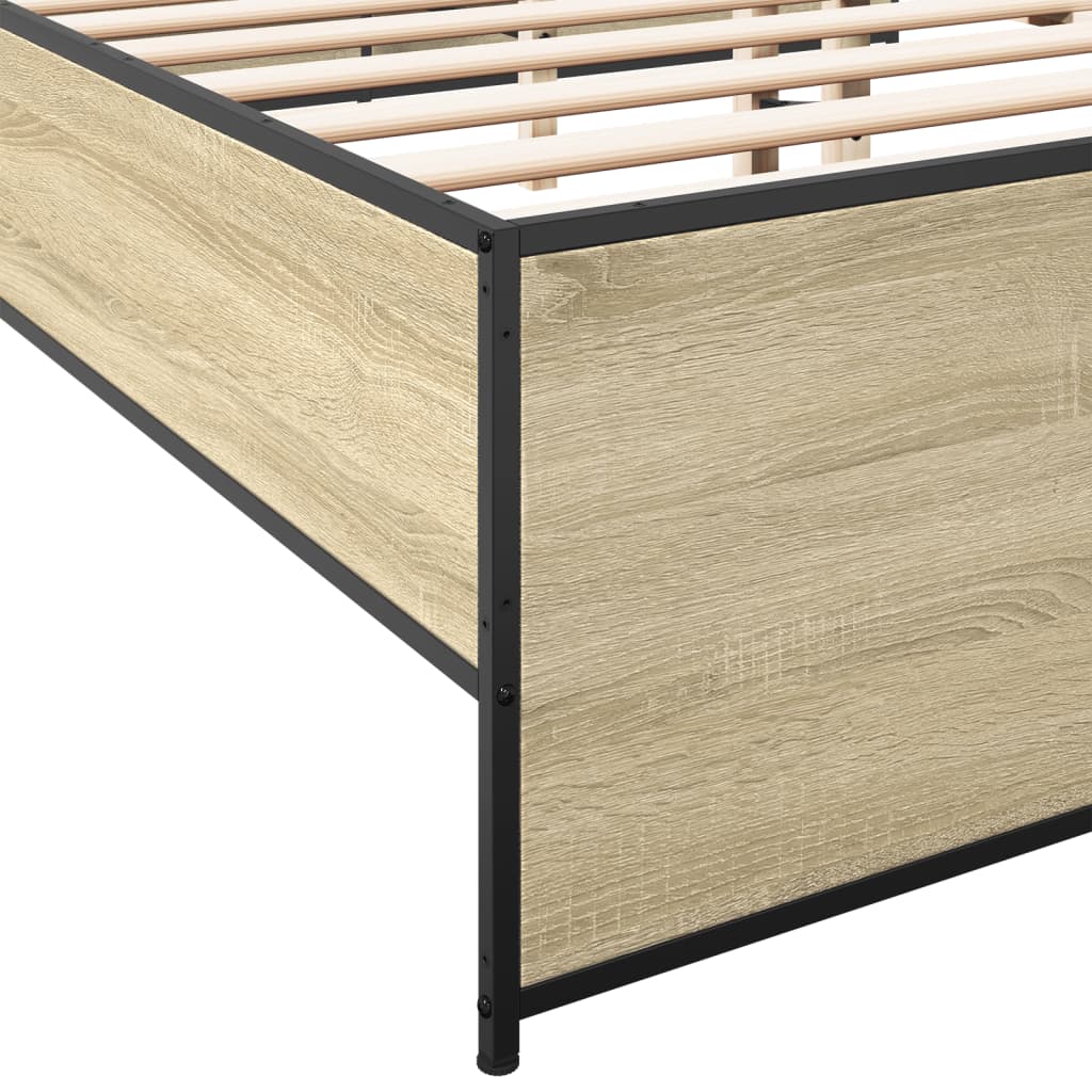 Okvir kreveta boja hrasta 120x200 cm konstruirano drvo i metal