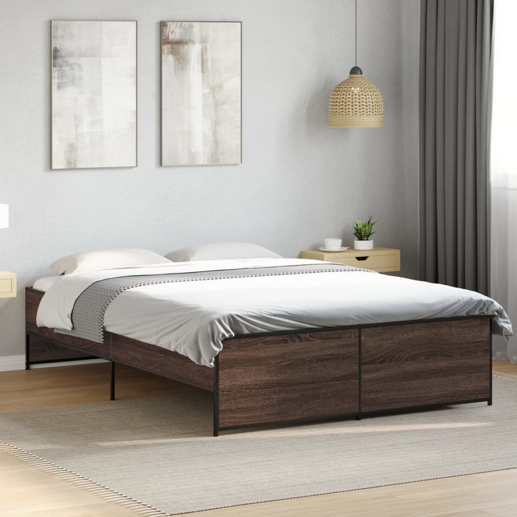 Okvir kreveta boja hrasta 120x200 cm konstruirano drvo i metal