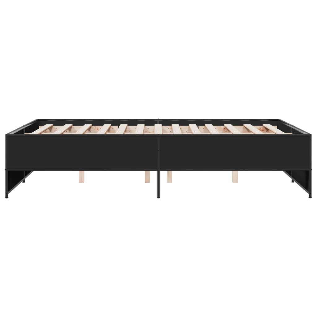 Okvir za krevet crni 140x190 cm konstruirano drvo i metal
