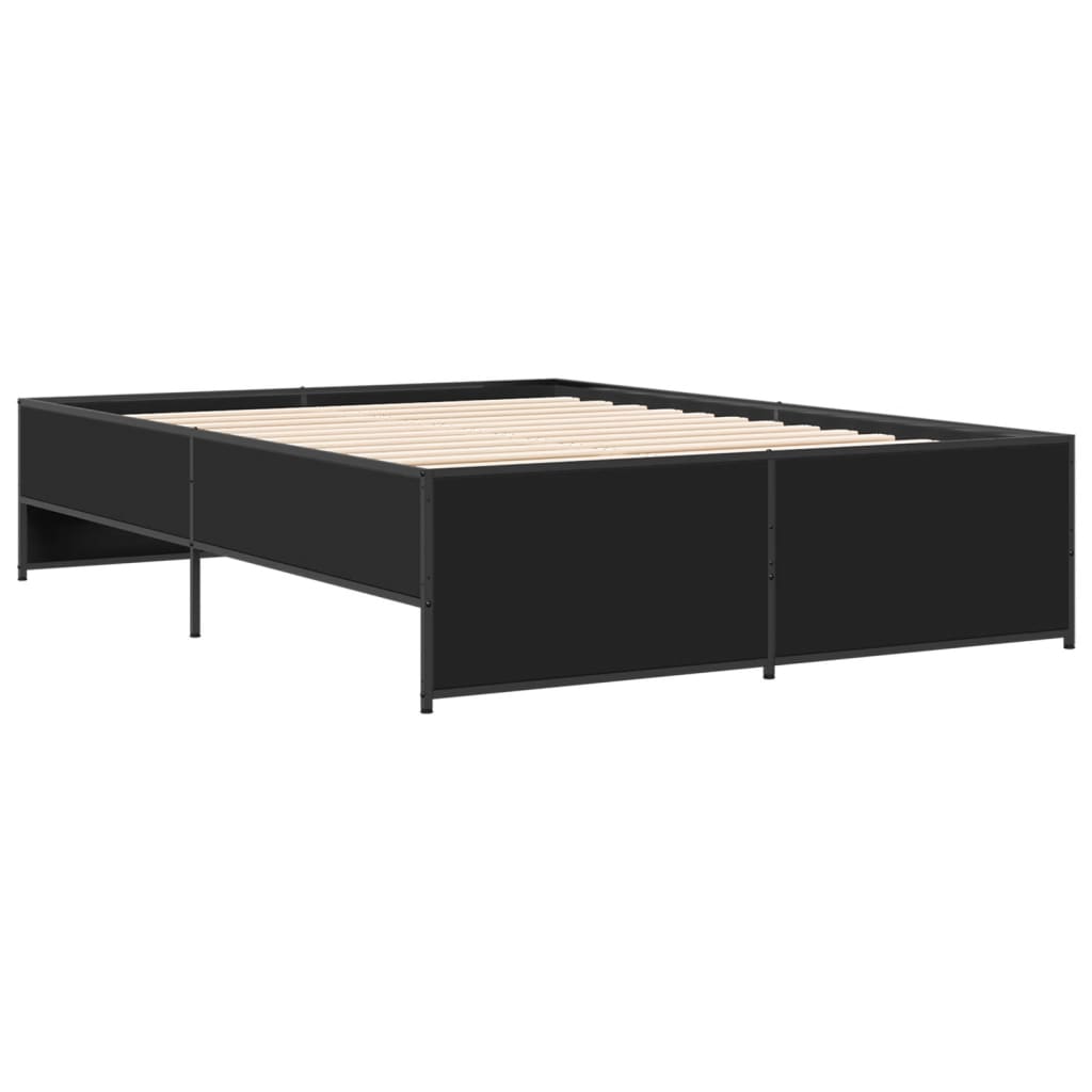 Okvir za krevet crni 140x190 cm konstruirano drvo i metal