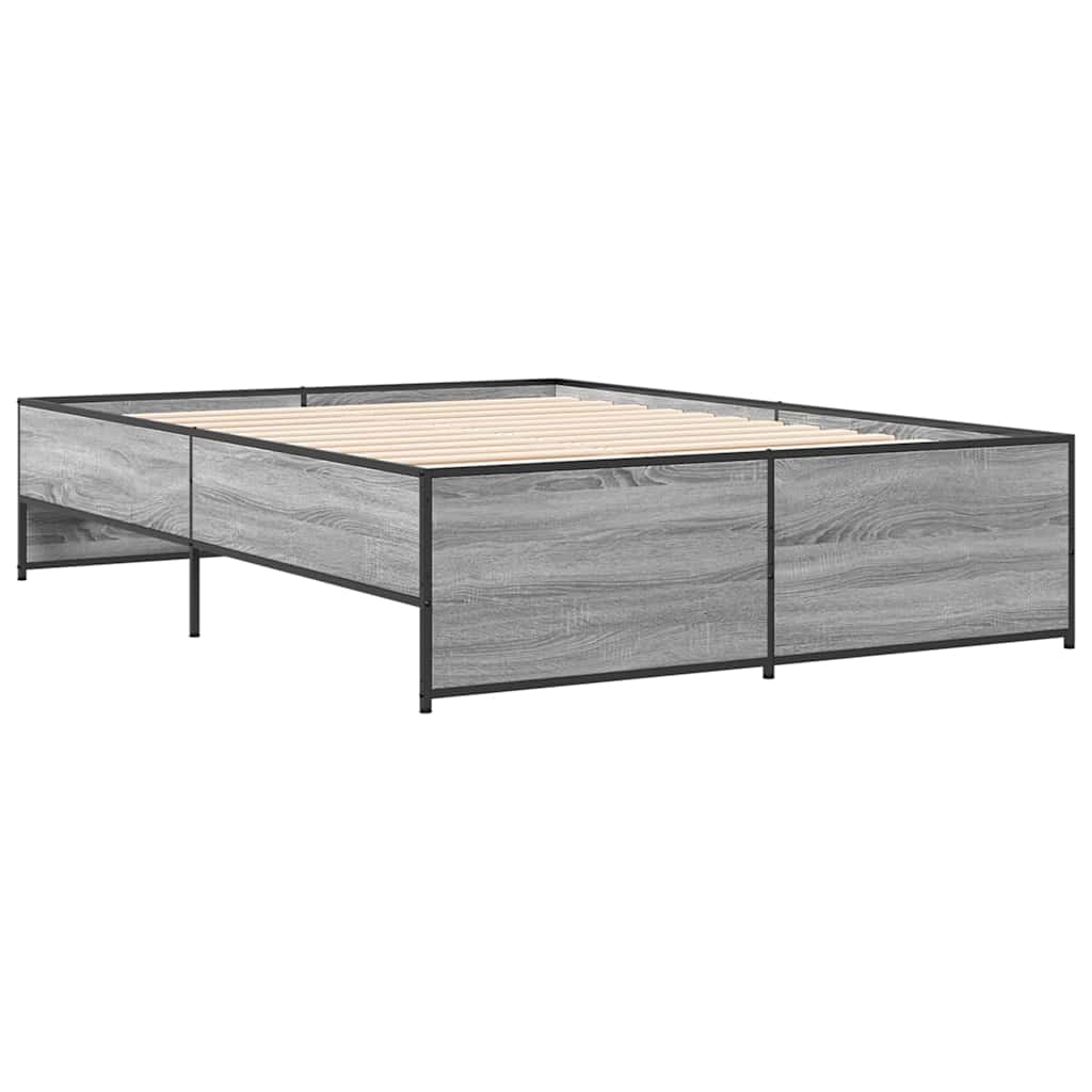 Okvir za krevet boja hrasta 140x190cm konstruirano drvo i metal
