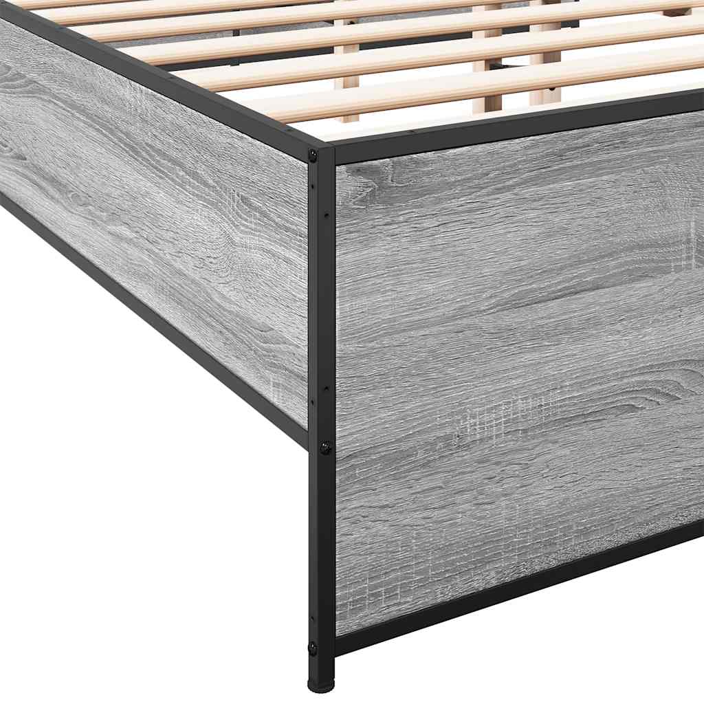 Okvir za krevet boja hrasta 140x190cm konstruirano drvo i metal