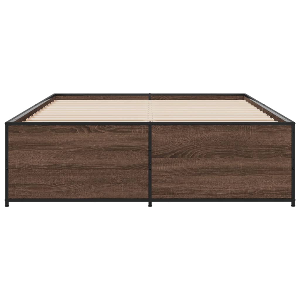 Okvir za krevet smeđi hrast 140x190cm konstruirano drvo i metal