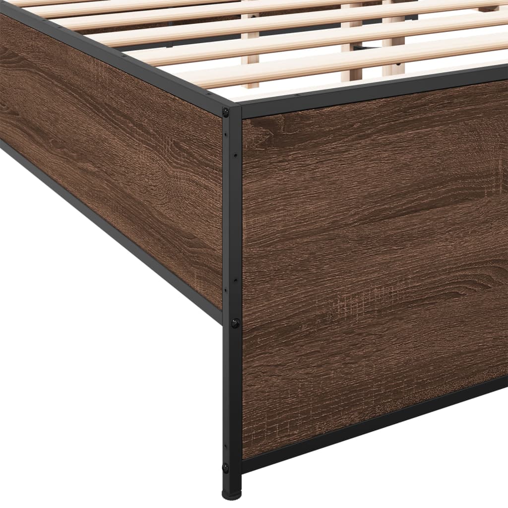 Okvir za krevet smeđi hrast 140x190cm konstruirano drvo i metal