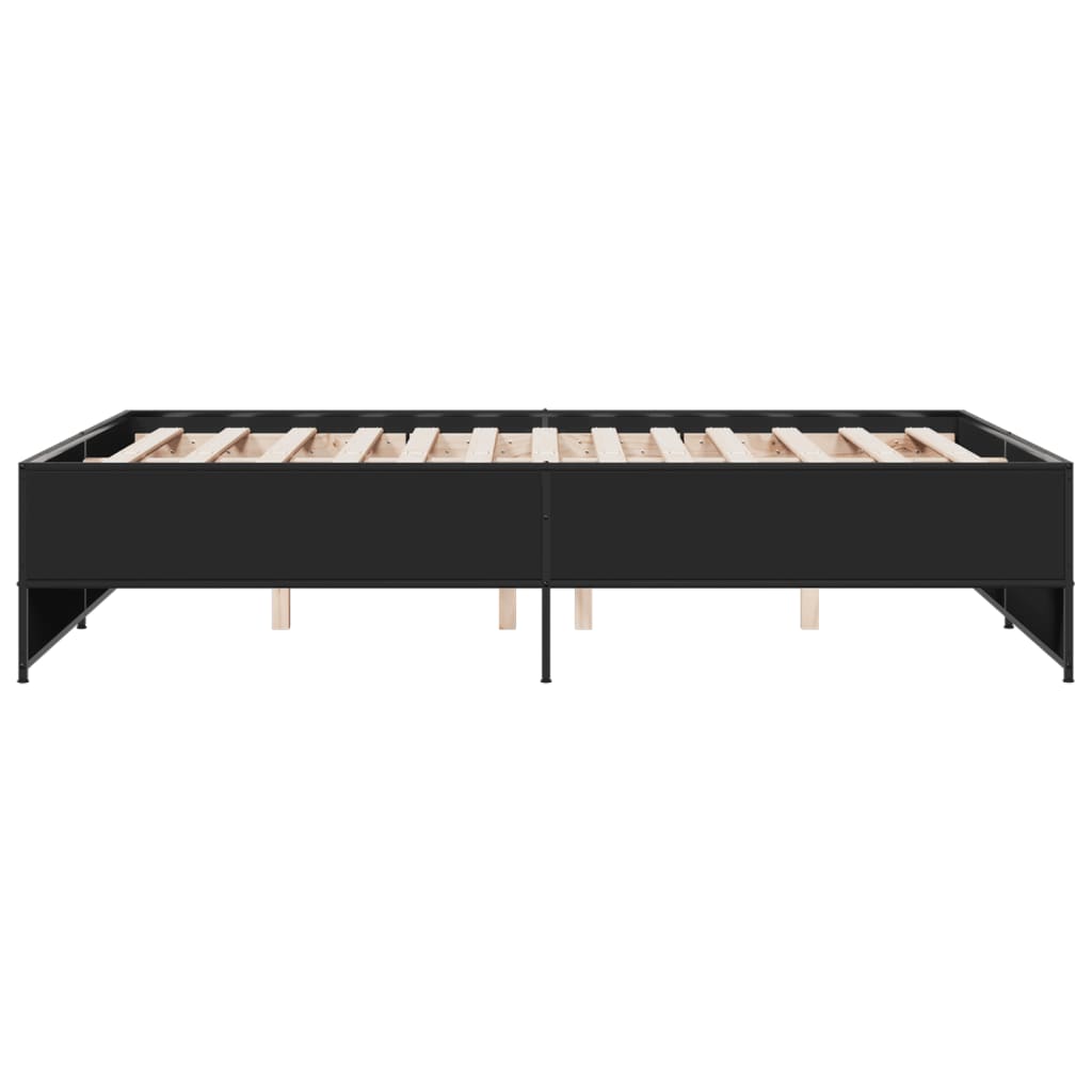 Okvir za krevet crni 135x190 cm konstruirano drvo i metal