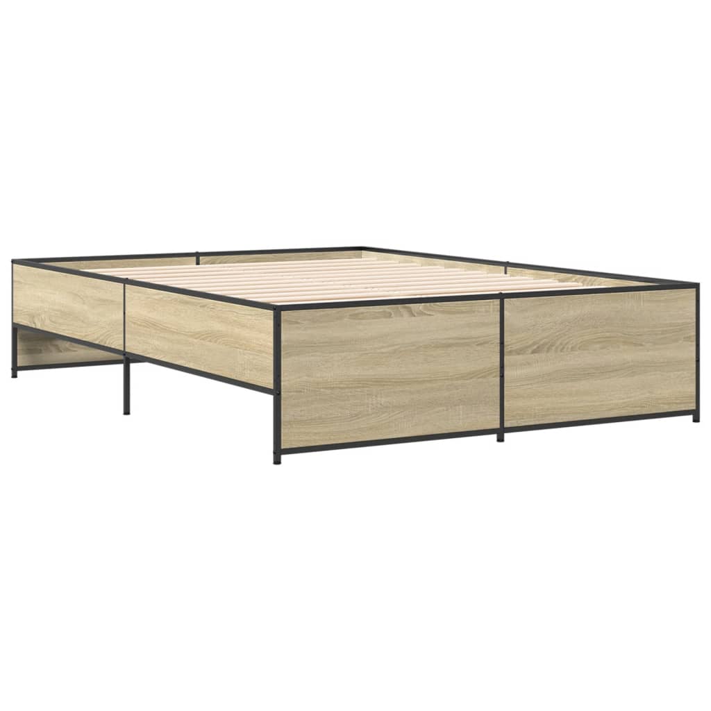 Okvir za krevet boja hrasta 135x190cm konstruirano drvo i metal