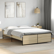 Okvir za krevet boja hrasta 135x190cm konstruirano drvo i metal