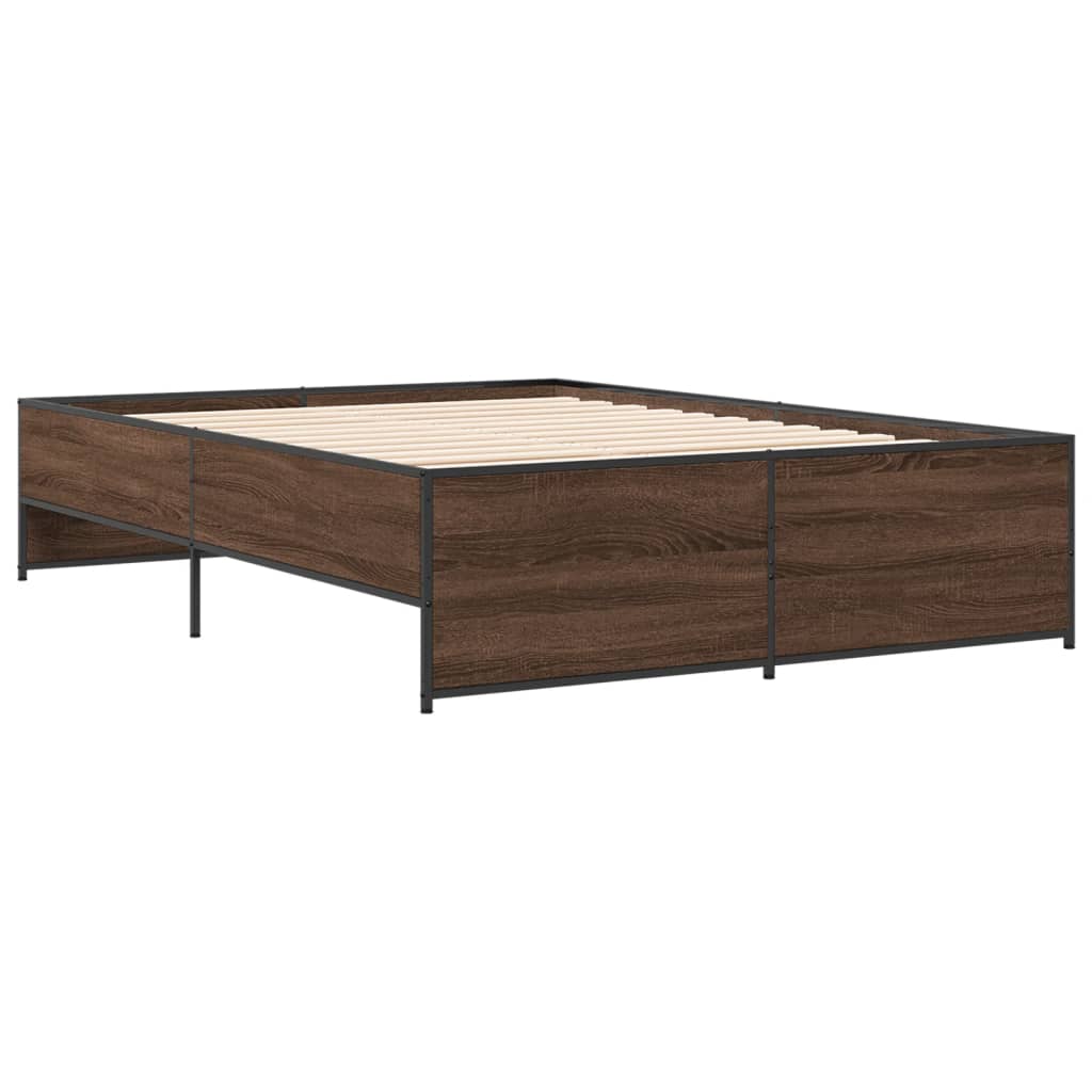 Okvir za krevet smeđi hrast 135x190cm konstruirano drvo i metal