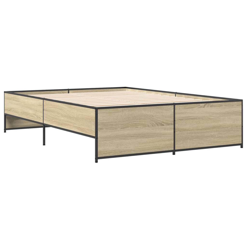 Okvir za krevet boja hrasta 120x190cm konstruirano drvo i metal