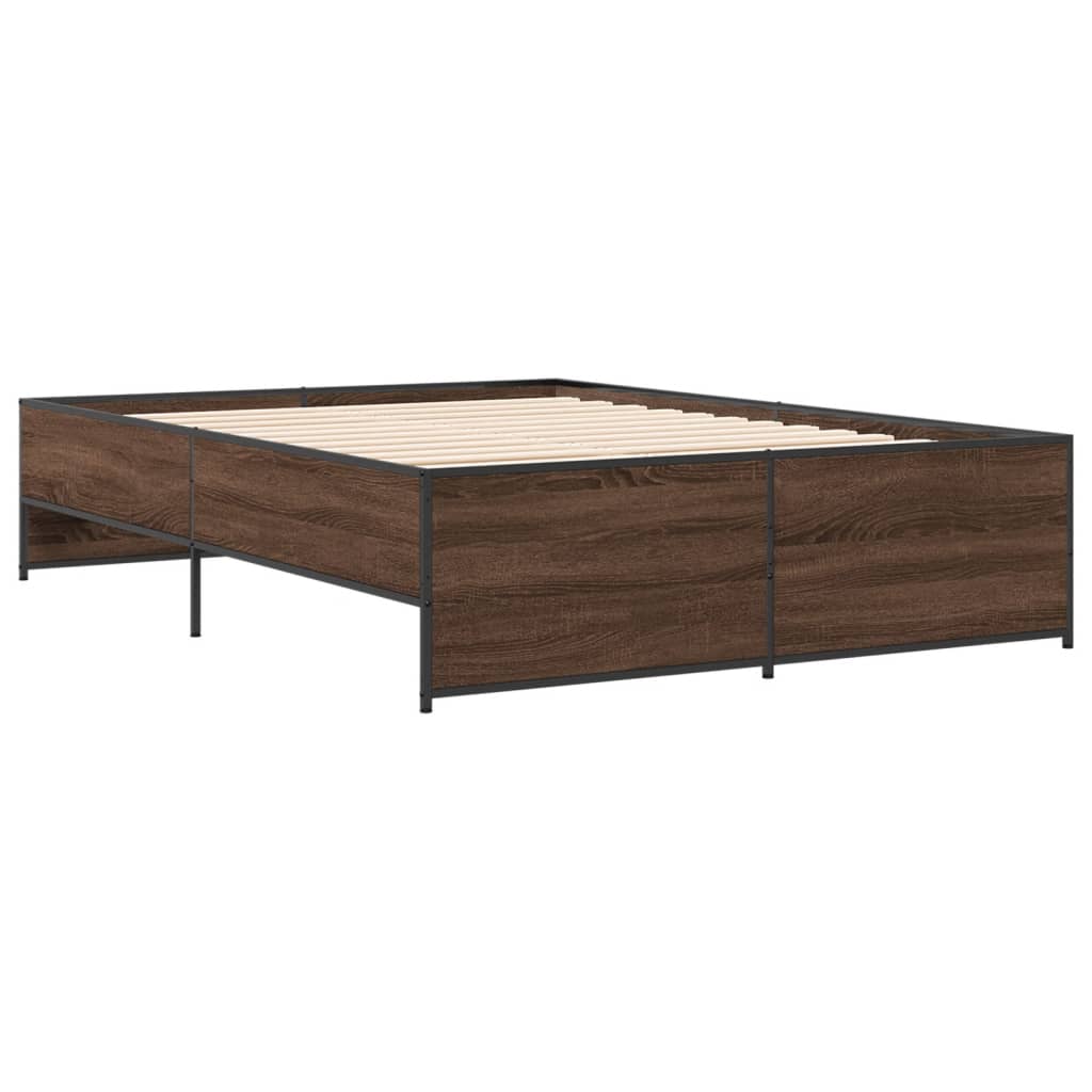 Okvir za krevet smeđi hrast 120x190cm konstruirano drvo i metal