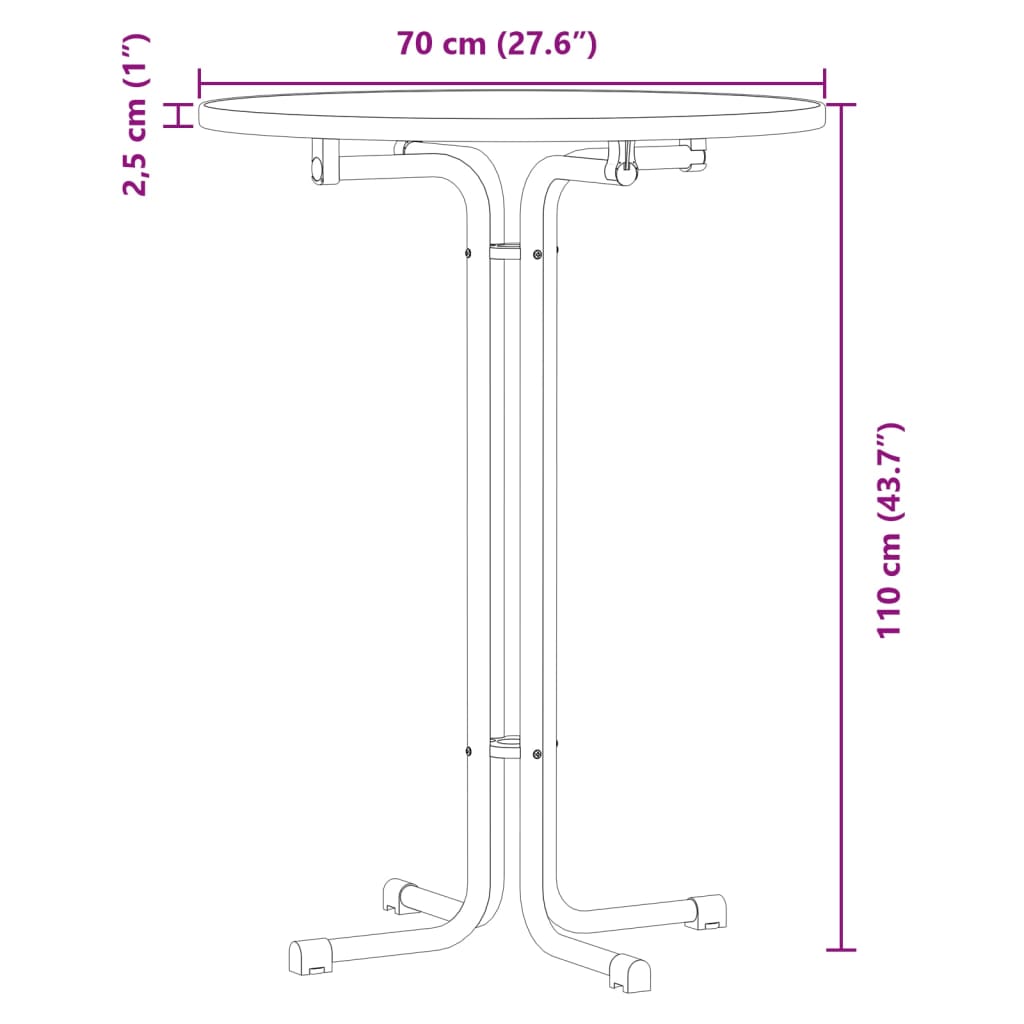 Barski stol crni Ø 70x110 cm konstruirano drvo i čelik