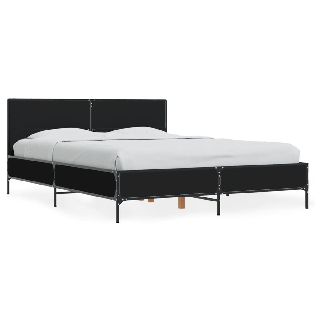 Okvir kreveta crni 120 x 200 cm od konstruiranog drvo i metal