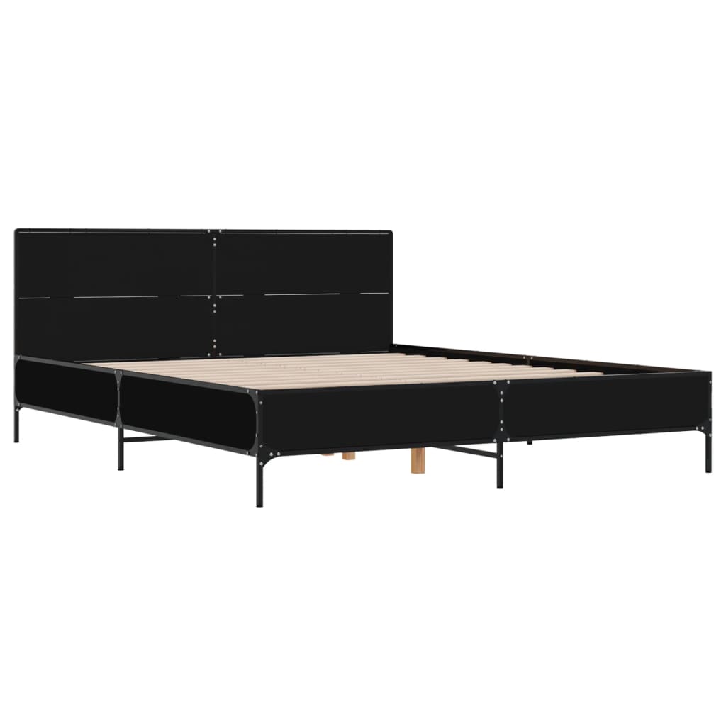 Okvir kreveta crni 120 x 200 cm od konstruiranog drvo i metal