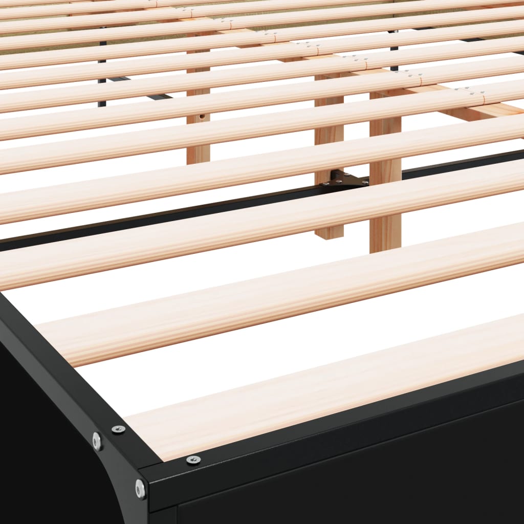 Okvir kreveta crni 120 x 200 cm od konstruiranog drvo i metal