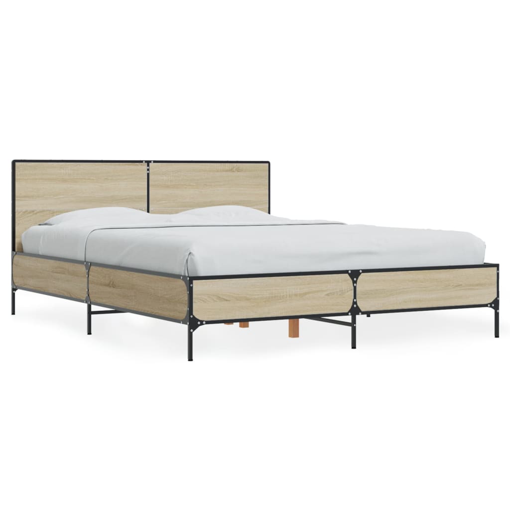 Okvir za krevet boja hrasta 140x200cm konstruirano drvo i metal