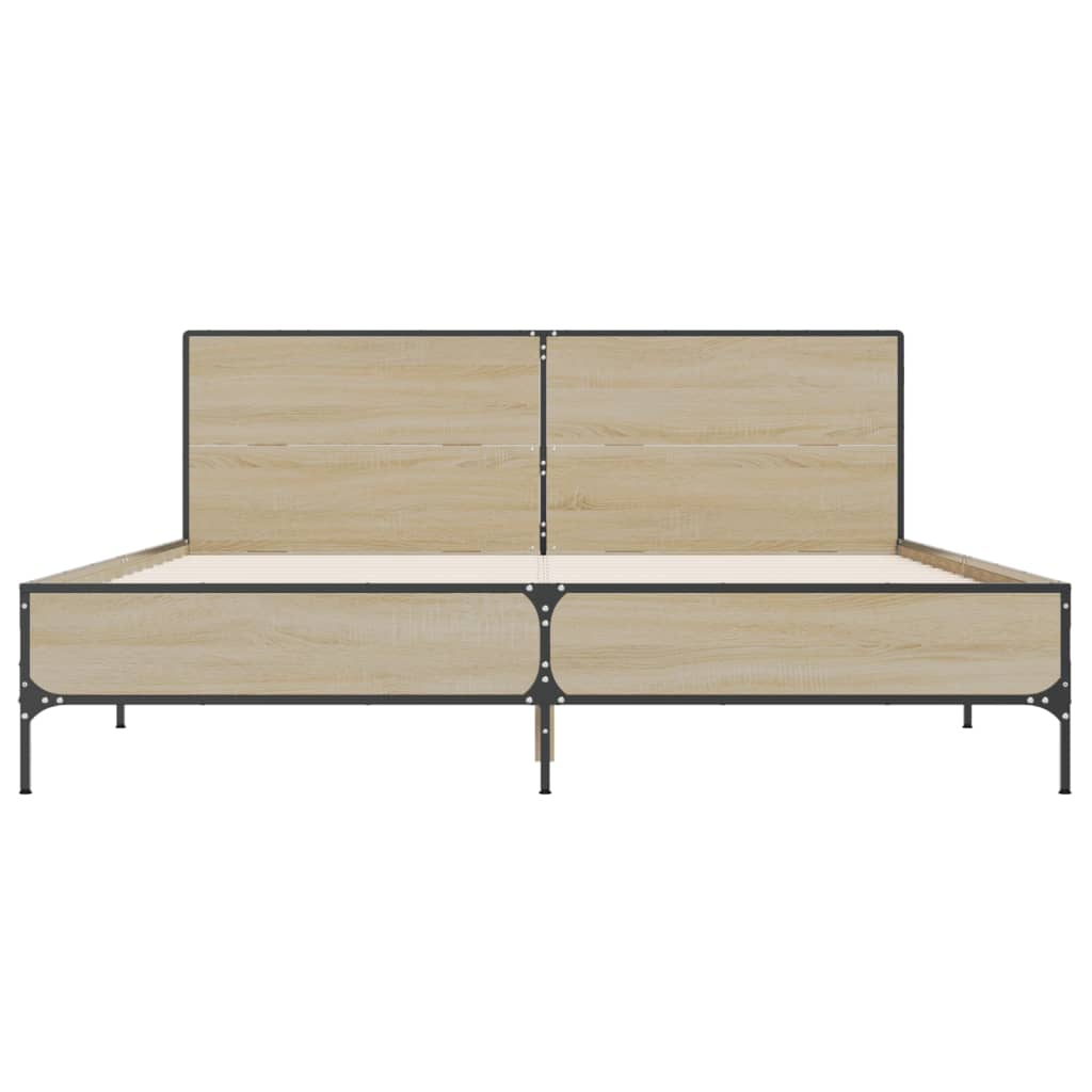 Okvir za krevet boja hrasta 140x200cm konstruirano drvo i metal