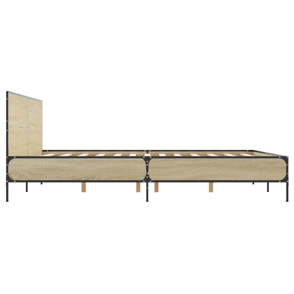 Okvir za krevet boja hrasta 140x200cm konstruirano drvo i metal
