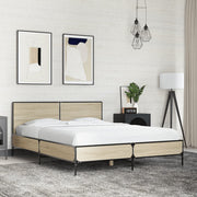 Okvir za krevet boja hrasta 140x200cm konstruirano drvo i metal
