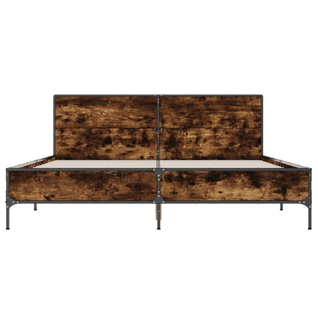 Okvir kreveta boja hrasta 140x200 cm konstruirano drvo i metal