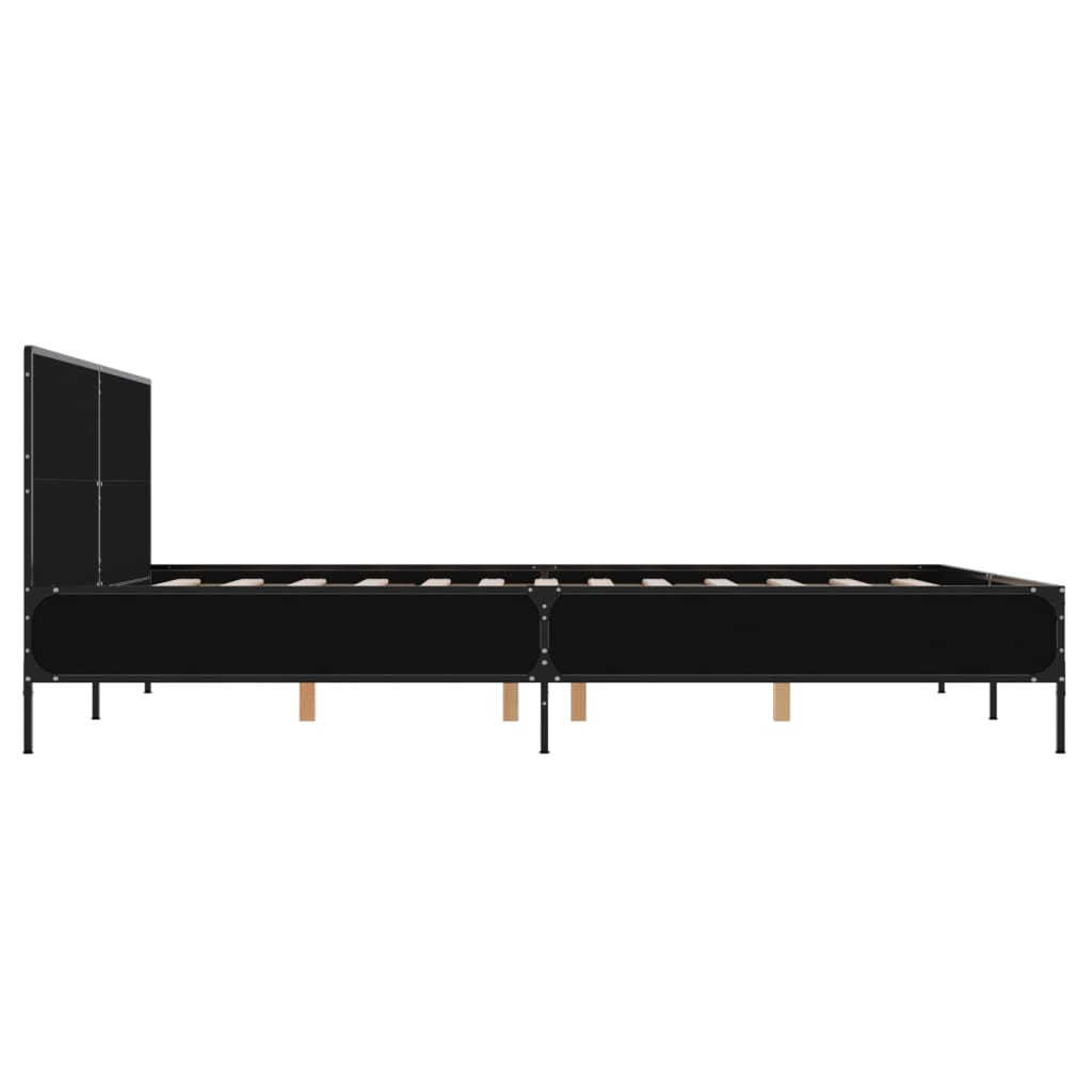 Okvir za krevet crni 150x200 cm konstruirano drvo i metal