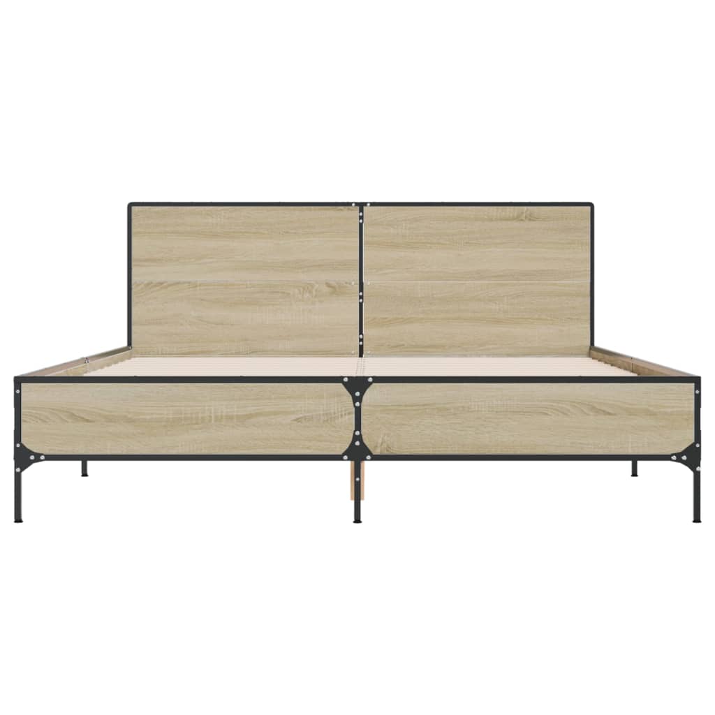 Okvir za krevet boja hrasta 150x200cm konstruirano drvo i metal