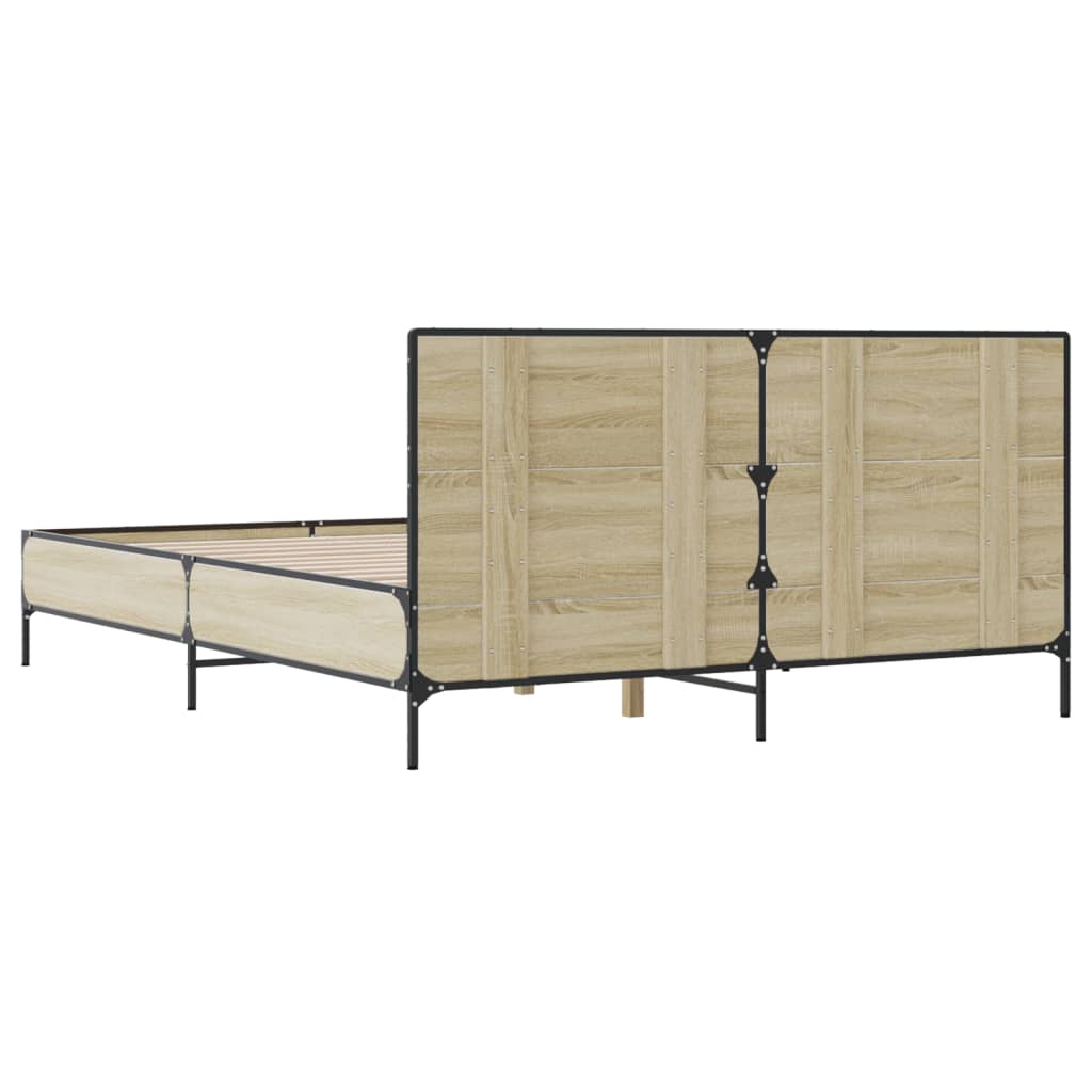 Okvir za krevet boja hrasta 150x200cm konstruirano drvo i metal