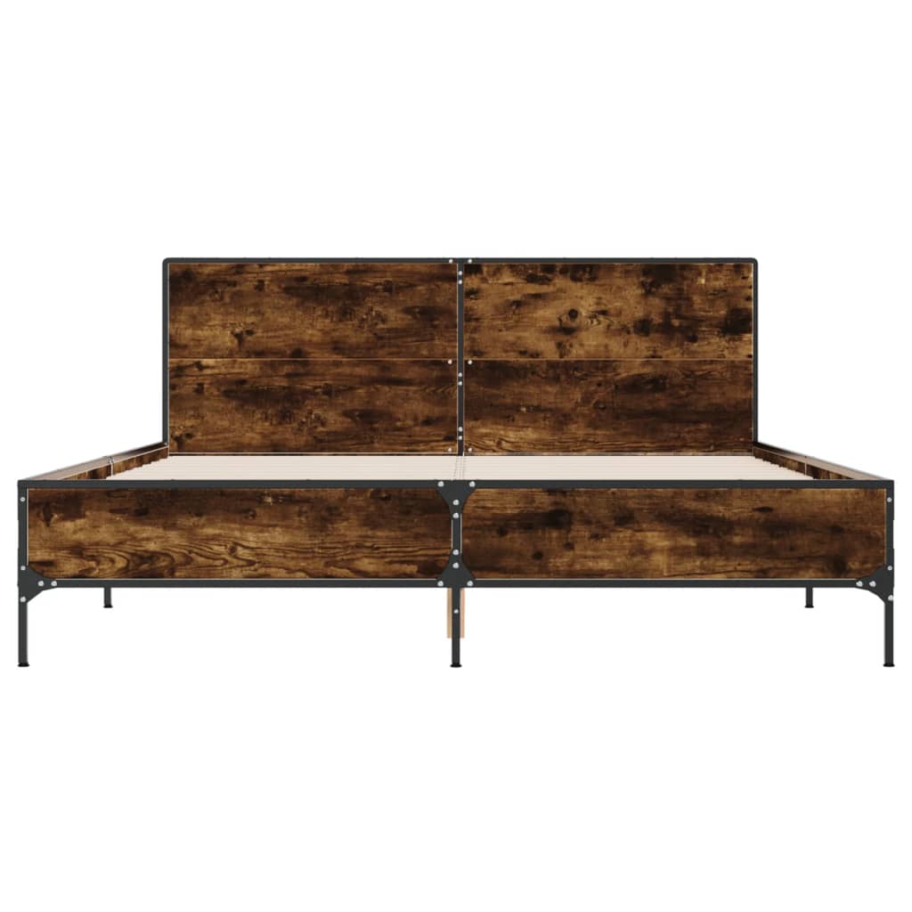 Okvir za krevet boja hrasta 150x200cm konstruirano drvo i metal