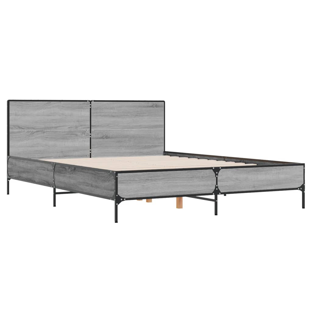 Okvir za krevet boja hrasta 150x200cm konstruirano drvo i metal