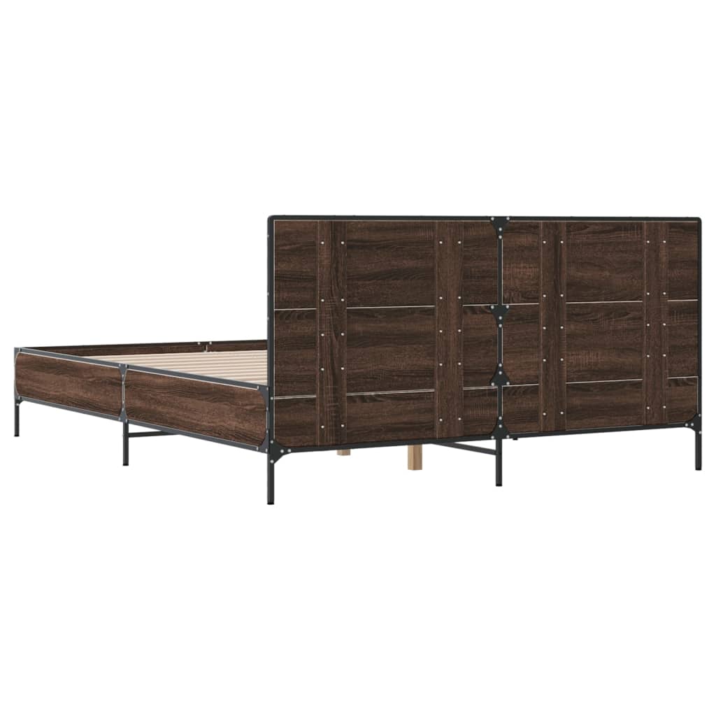 Okvir za krevet smeđi hrast 150x200cm konstruirano drvo i metal