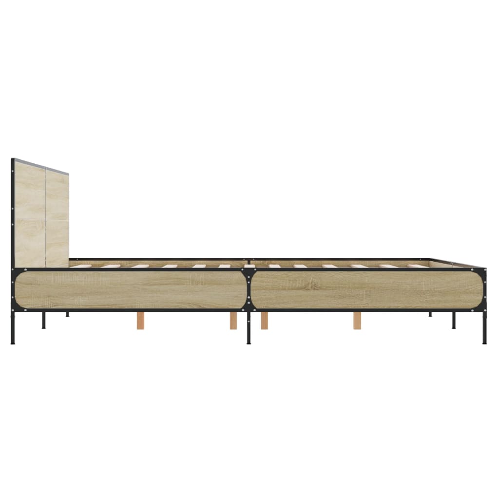 Okvir za krevet boja hrasta 160x200 cm konstruiran drvo i metal