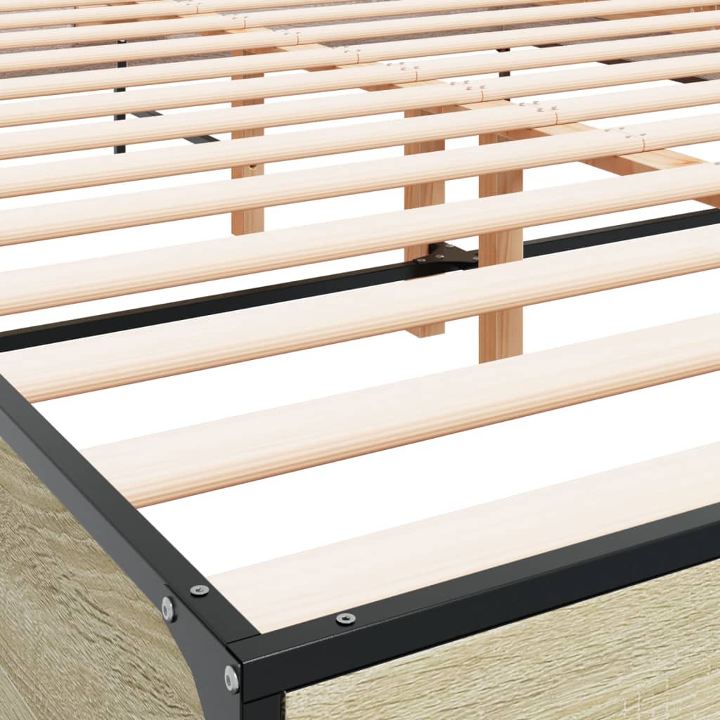 Okvir za krevet boja hrasta 160x200 cm konstruiran drvo i metal
