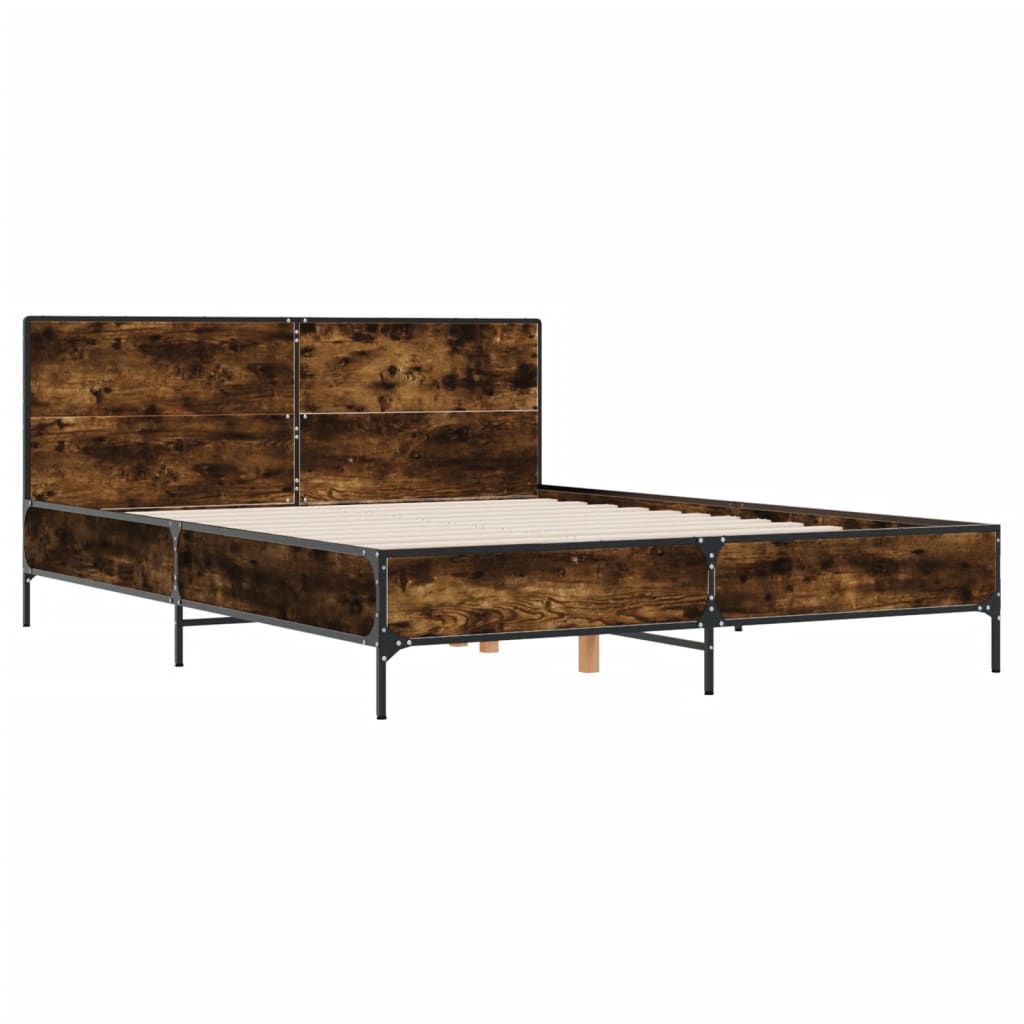 Okvir kreveta boja hrasta 160x200 cm konstruirano drvo i metal
