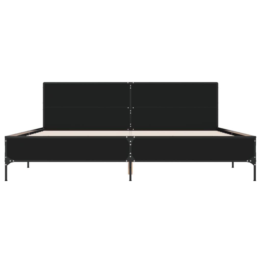 Okvir za krevet crni 200 x 200 cm konstruirano drvo i metal