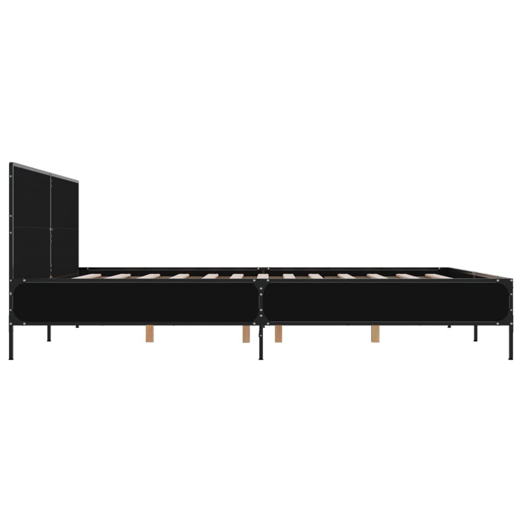 Okvir za krevet crni 200 x 200 cm konstruirano drvo i metal