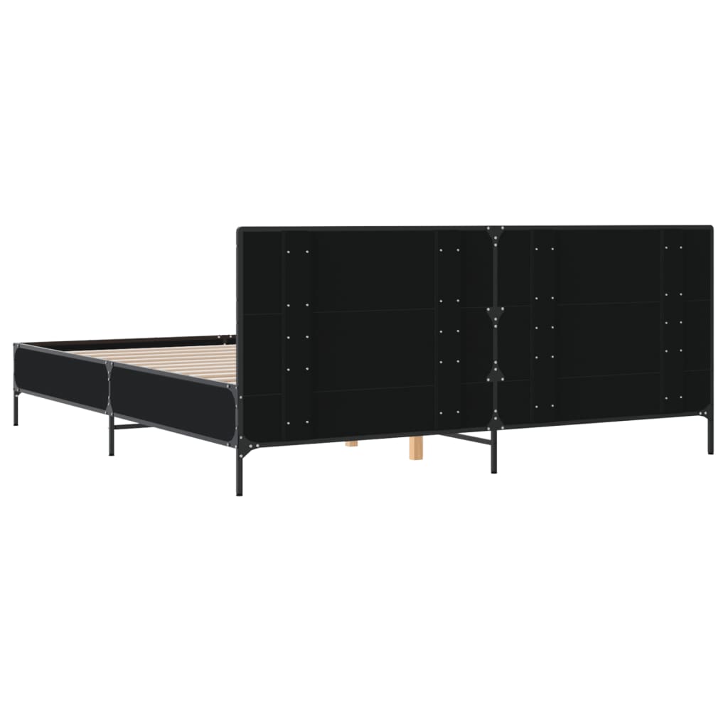 Okvir za krevet crni 200 x 200 cm konstruirano drvo i metal