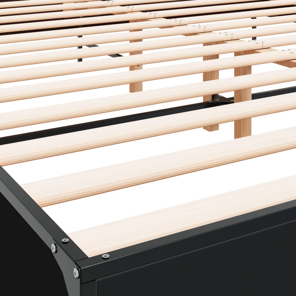 Okvir za krevet crni 200 x 200 cm konstruirano drvo i metal