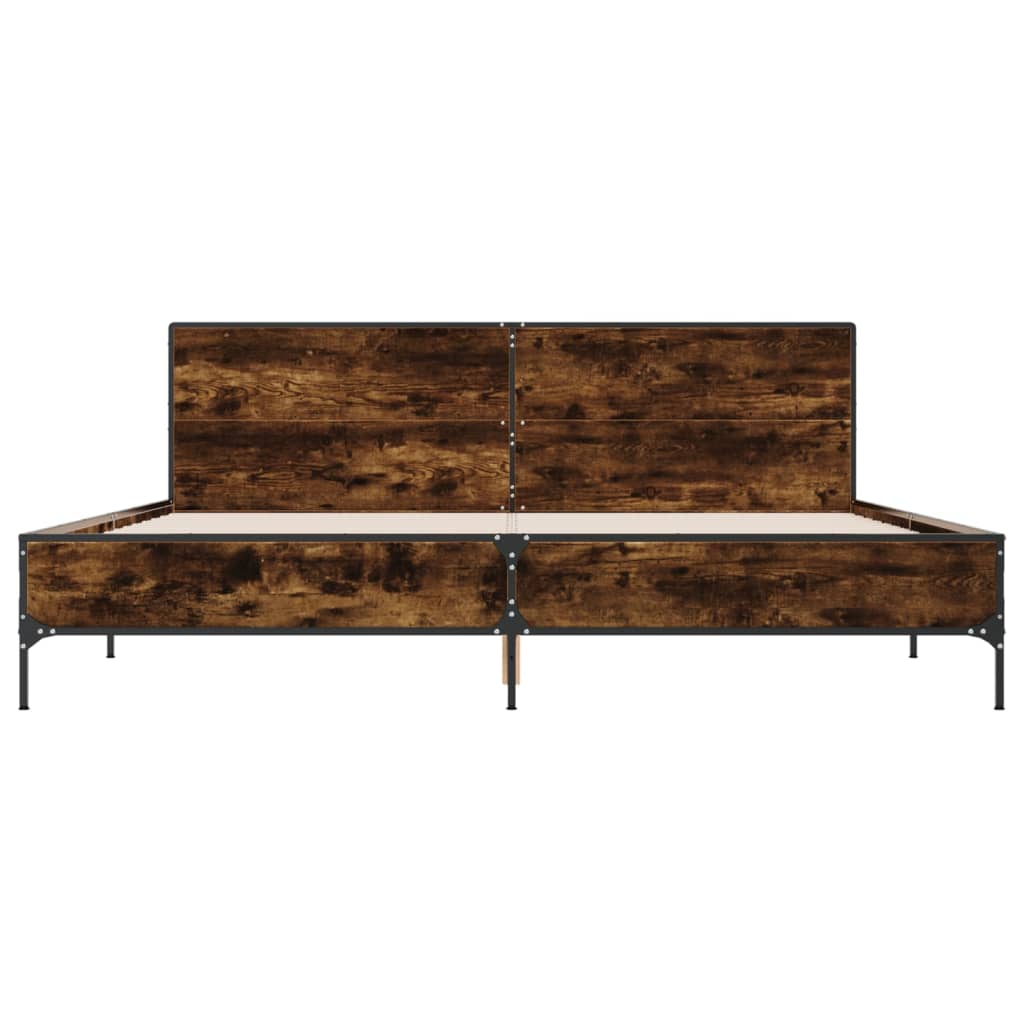 Okvir za krevet boja hrasta 200x200cm konstruirano drvo i metal