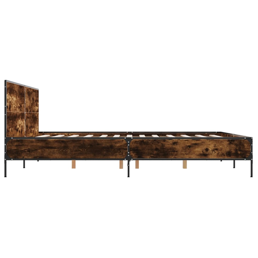Okvir za krevet boja hrasta 200x200cm konstruirano drvo i metal