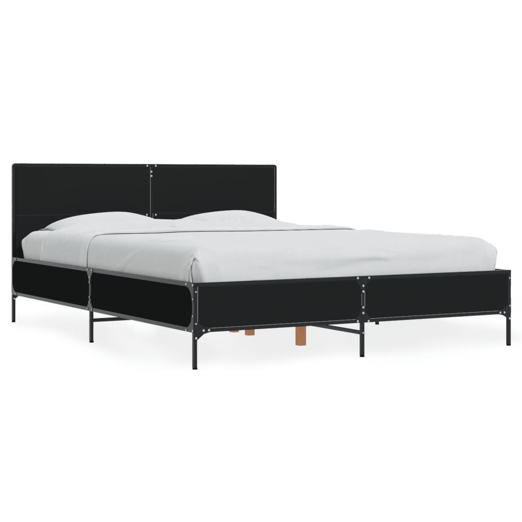 Okvir za krevet crni 120x190 cm konstruirano drvo i metal