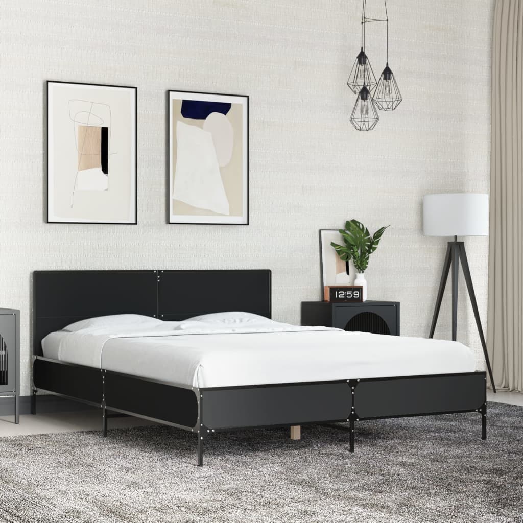Okvir za krevet crni 120x190 cm konstruirano drvo i metal