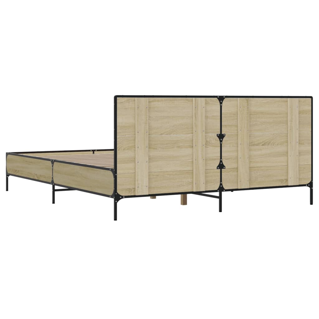 Okvir za krevet boja hrasta 120x190cm konstruirano drvo i metal