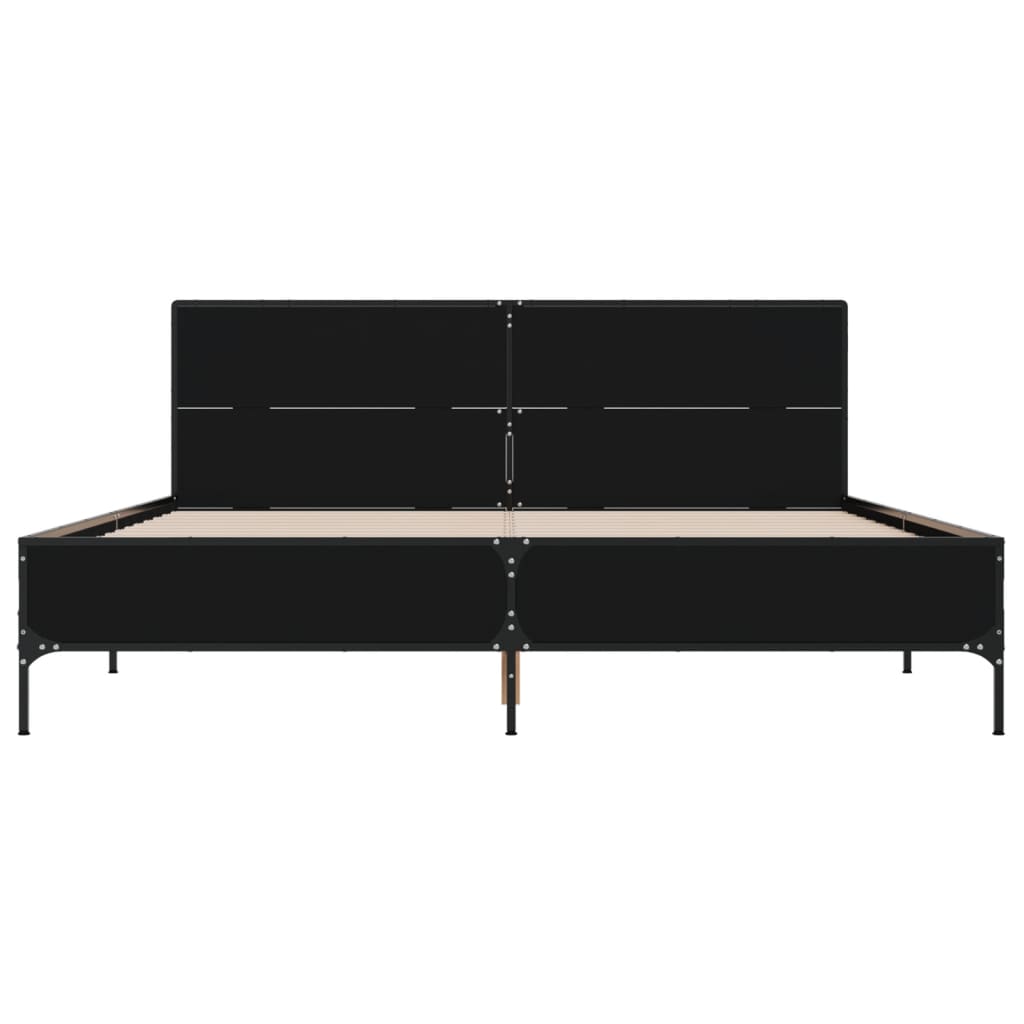 Okvir za krevet crni 135x190 cm konstruirano drvo i metal