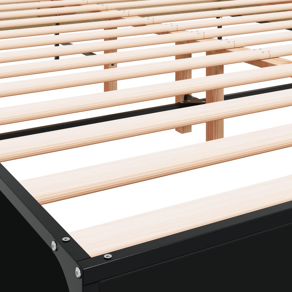 Okvir za krevet crni 135x190 cm konstruirano drvo i metal